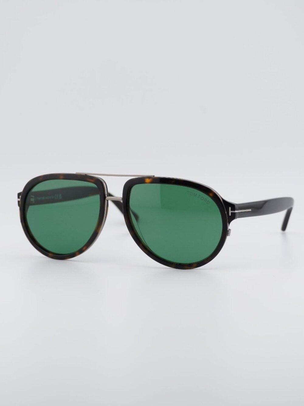 Tom Ford Geoffrey FT0779 52N Sunglasses Havana Aviator Frame, Green Lenses